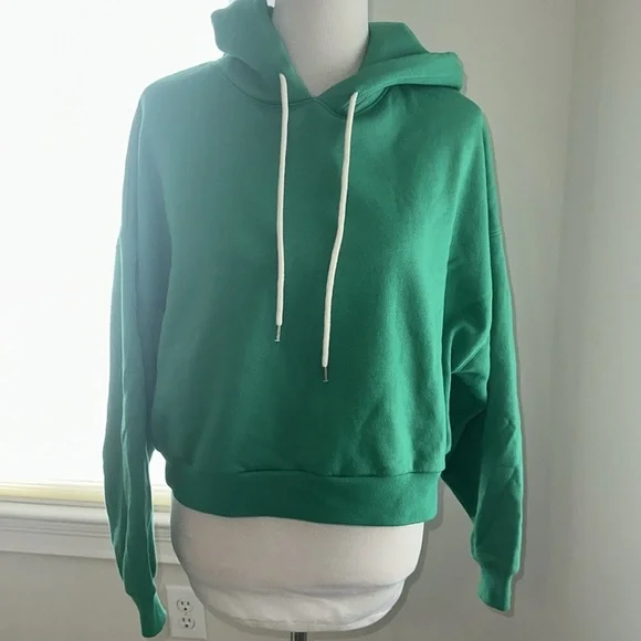 GAP Bright Green Vintage Cropped Drop Shoulder Hoody, Medium, Like New - Picture 9 of 10